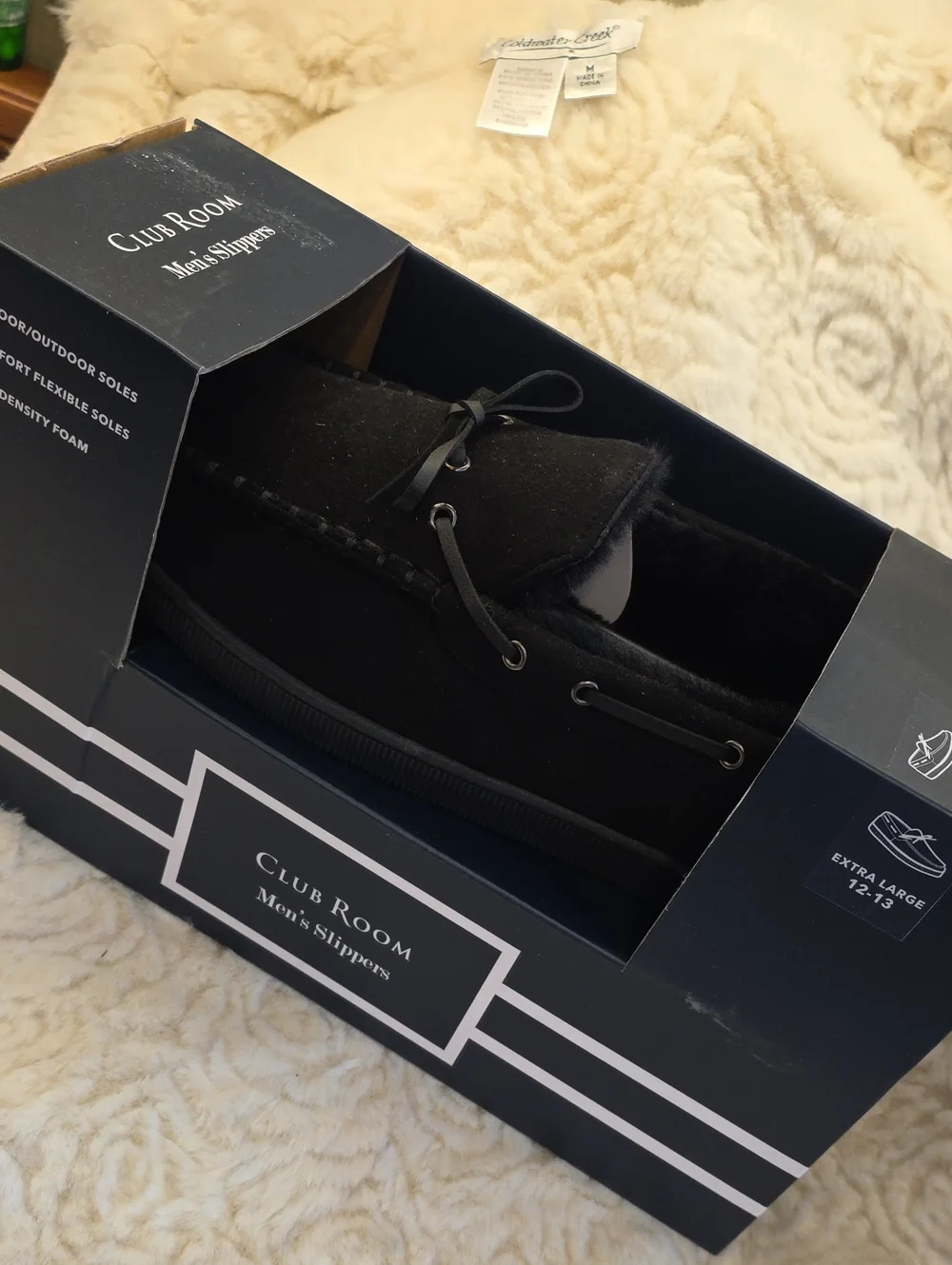 Club Room BLACK Slippers Mens new In Box, Numerous Sizes